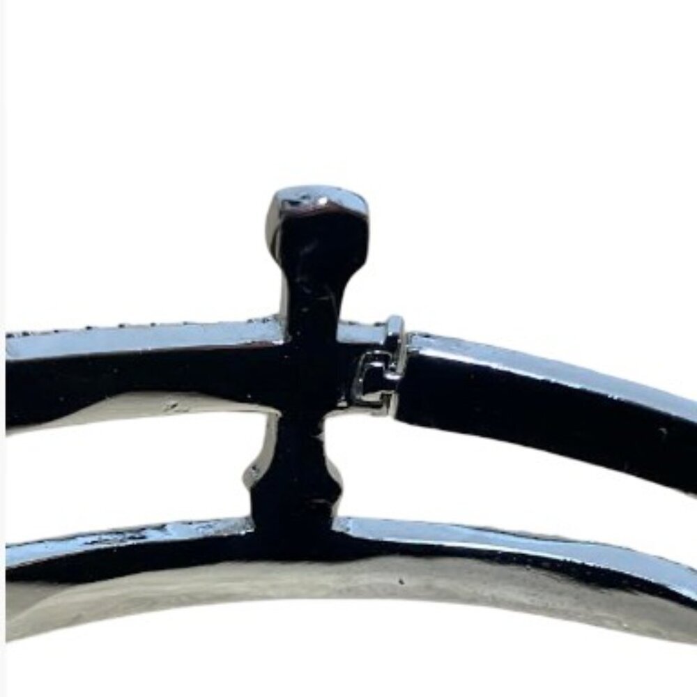 Sword of Justice Open Cuff Design Silver-Tone with Pave Cubic Zirconias EUC S/M - Picture 7 of 7